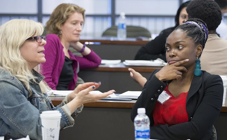 Two women in conversation